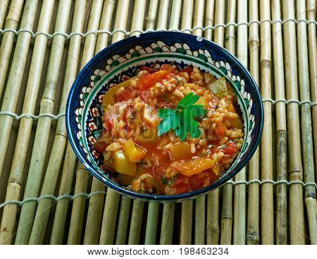 Domates Bastısı -Turkish appetizer of tomato close up  meal
