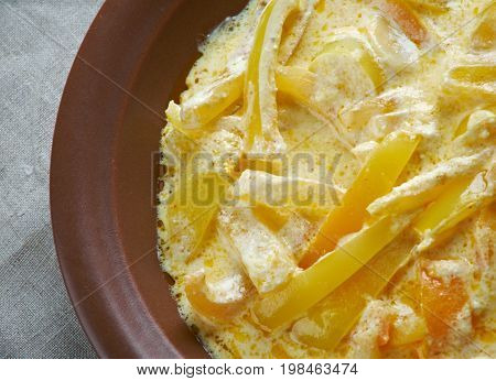 Chili Cheese Stew Ema Datshi.bhutanese cuisine close up  meal