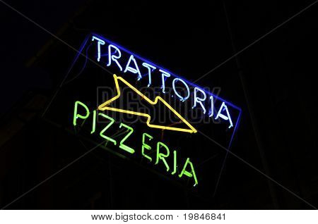 Znak trattorie a pizzu
