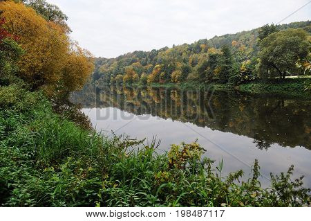 Autumn river Berounka in central Bohemia, Czech republic