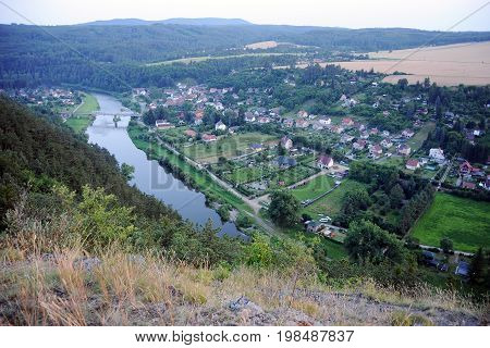 View of river Berounka in central Bohemia, Czech republic