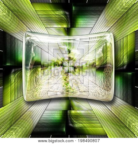 3D rendering combo artwork with fractal and fractal pilow button