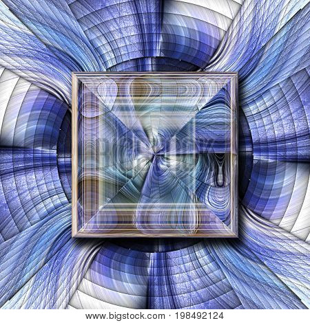 3D rendering combo artwork with fractal and fractal square button