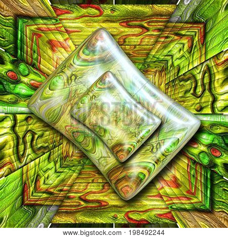 3D rendering combo artwork with fractal and fractal pilow buttons