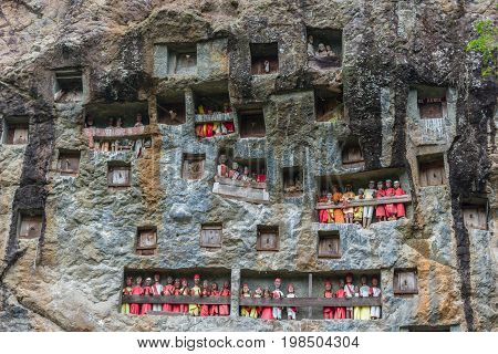 Lemo (tana Toraja, South Sulawesi, Indonesia), Famous Burial Site With Coffins Placed In Caves Carve