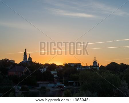 Church Silhouette At Colorful Scenic Sunrise