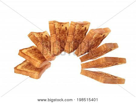 Toast.Toast lined up in a row on a white background.