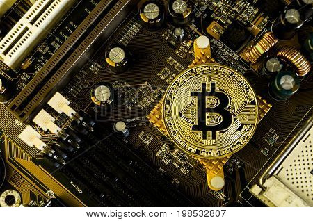 Omsk, Russia - August 4, 2017: Bitcoin Is A Modern Way Of Exchange And This Crypto Currency Is A Con