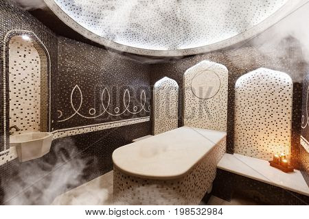 Interior of Turkish sauna, classic Turkish hammam, Turkish bathroom