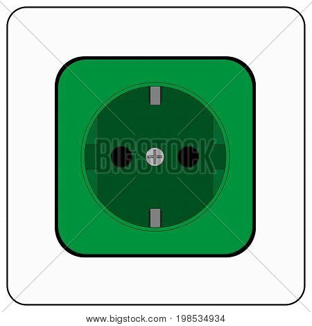 White Plug Socket with a green Inlay