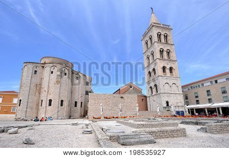 St. Donatus church and bell tower of St. Anastacia in Zadar, Croatia