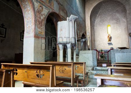 MUGGIA, ITALY - MAY, 14: Interior of the Basilica of Santa Maria Assunta in the old town of Muggia on May 14, 2017