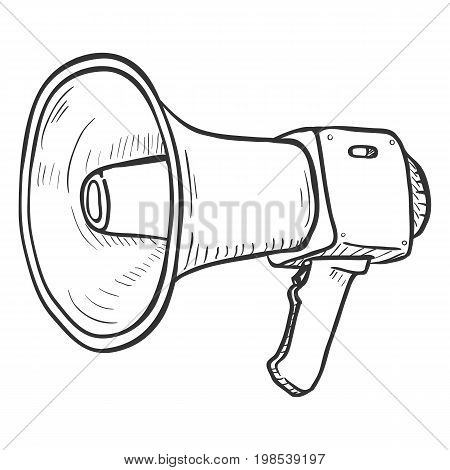 Vector Single Sketch Illustration - Loudspeaker On Isolated White Background