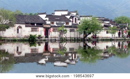 Moon Lake in Hongcun Village, China. Hongcun is ancient village in Anhui Province near the southwest of Mount Huangshan