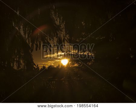 Sunrise on Velky Javonik hill in summer Slovakia morning