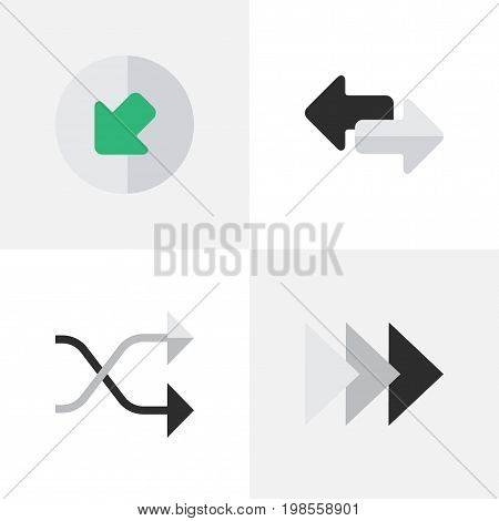 Elements Northwestward, Onward, Import And Other Synonyms Northwest, Onward And Northwestward.  Vector Illustration Set Of Simple Arrows Icons.