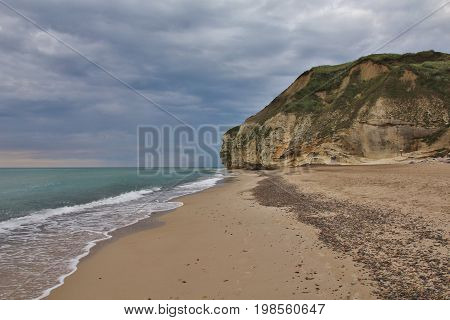 Bulberg limestone rock at the west coast of Denmark.