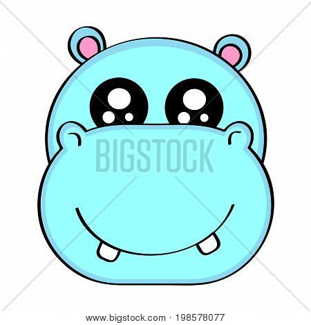 Funny vector with cute eyes in flat style isolated on white background. Childish print