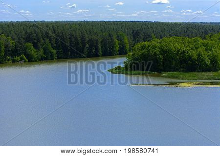 View of the Teterev River from a height in the city park. May 28 2017.