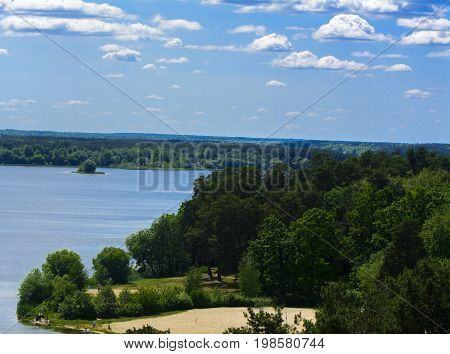 View of the Teterev River from a height in the city park. May 28 2017.