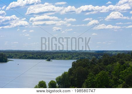 View of the Teterev River from a height in the city park. May 28 2017.