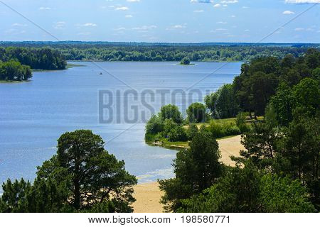 View of the Teterev River from a height in the city park. May 28 2017.