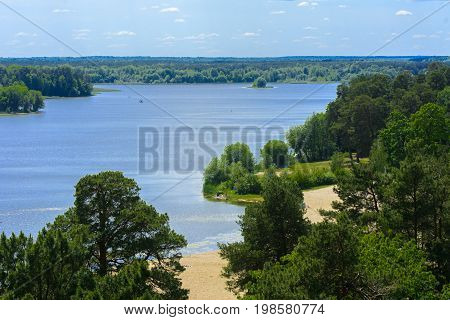 View of the Teterev River from a height in the city park. May 28 2017.