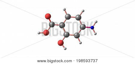 4-aminosalicylic Acid Molecular Structure Isolated On White