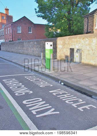 Dublin, Ireland - May 31, 2017: Electric vehicle parking space in Dublin, Ireland.