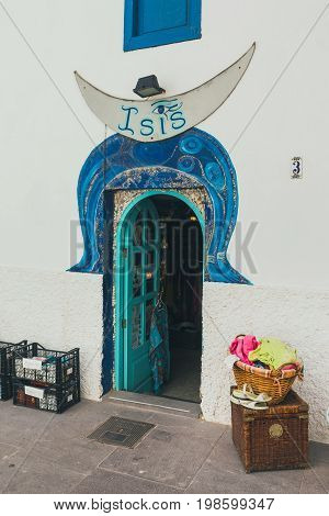 Coralejo, Fuerteventura Island, Spain - April 03, 2017: Street View Of Corralejo With Bars And Resta