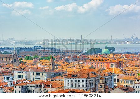 Panoramic View Of Venice From The Campanile Tower Of St. Mark's Cathedral (campanile Di San Marco). 