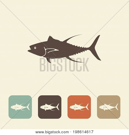 A stylized image of a tuna fish done in retro style