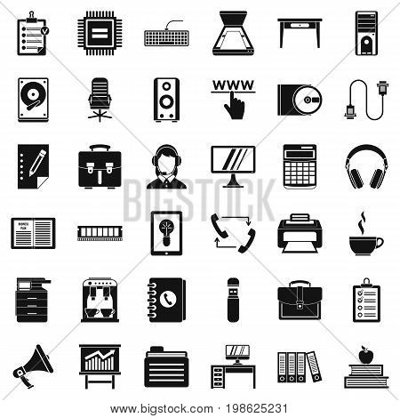 Work computer icons set. Simple style of 36 work computer vector icons for web isolated on white background