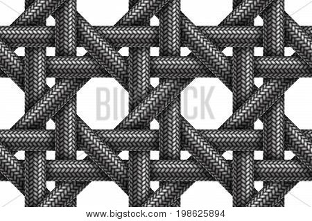 Vector seamless realistic pattern of woven fabric braided cords.