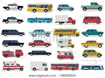 Transport set. Flat design vector illustration isolated on white background