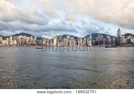 HONG KONG â JULY 17, 2017: Victoria harbour and city in background
