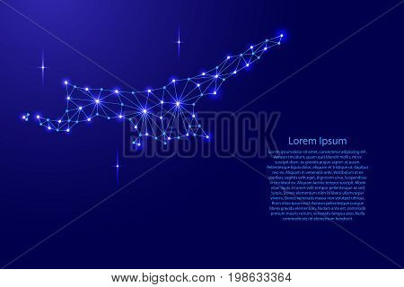North Cyprus map of polygonal mosaic lines network rays and space stars of vector illustration.