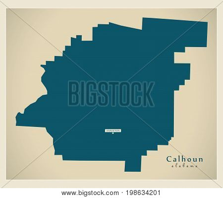Modern Map - Calhoun Alabama County Usa Illustration