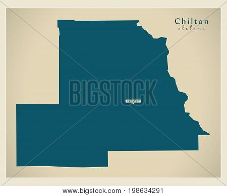 Modern Map - Chilton Alabama County Usa Illustration