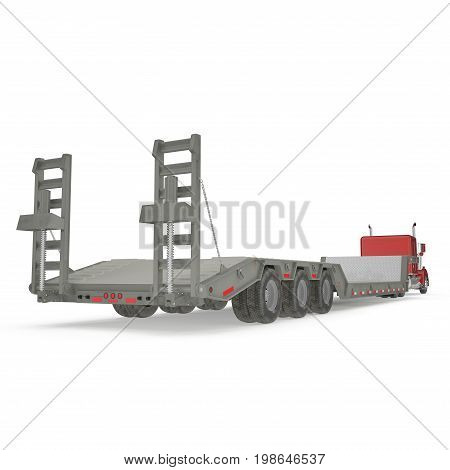 Truck with Double Drop Trailer on white background. 3D illustration, clipping path