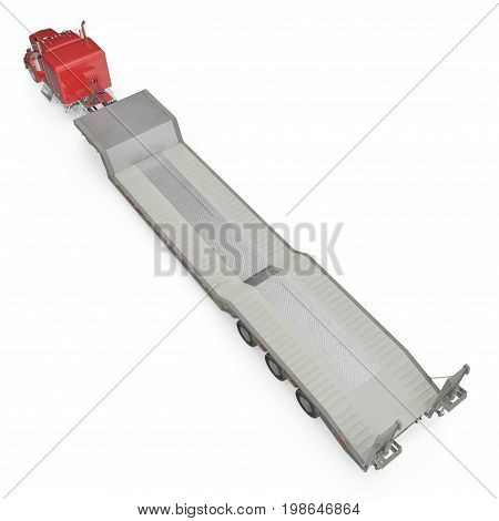 Truck with Double Drop Trailer on white background. 3D illustration, clipping path