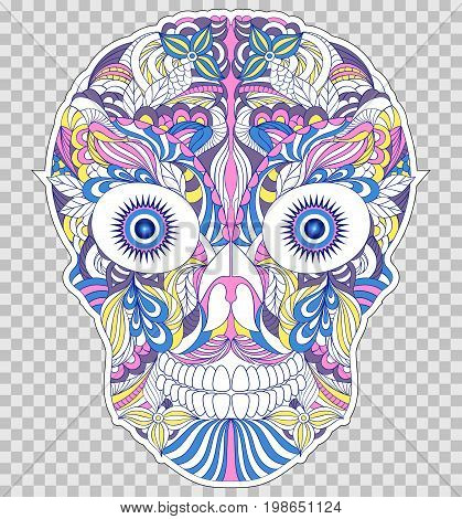 Abstract skull on transparent background.Sticker for laptop sleeves, skins, cases, wallets etc. Vector illustration.