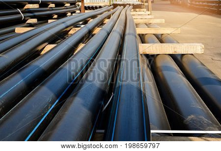 Black plastic pipes. Manufacture of plastic pipes