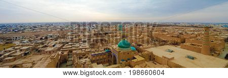 Aerial panorama view to Khiva old city in Uzbekistan