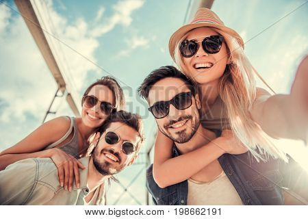Young People Walking Outdoors