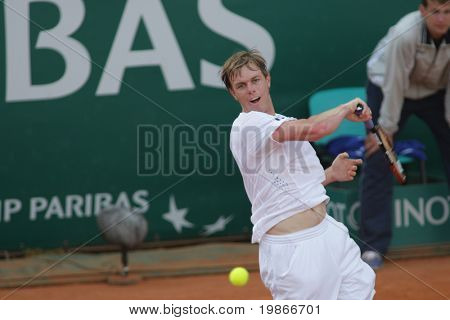 MONTE CARLO MONACO APRIL 25 amerikanske Sam Querry konkurrerer i ATP Masters turneringen i Monte bil