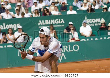 MONTE CARLO MONACO 25 APRIL, Servische Novack Đoković concurreren in de ATP Masters tournament in Mo