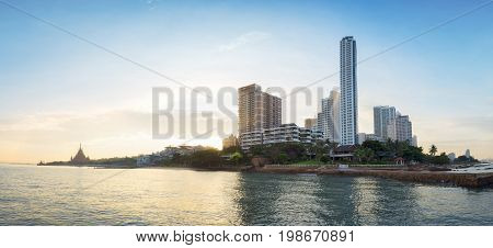 panorama Pattaya City in morning view andmark