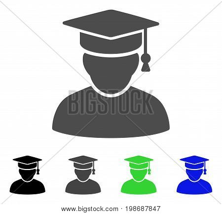 Knowledge Man flat vector illustration. Colored knowledge man, gray, black, blue, green icon versions. Flat icon style for application design.