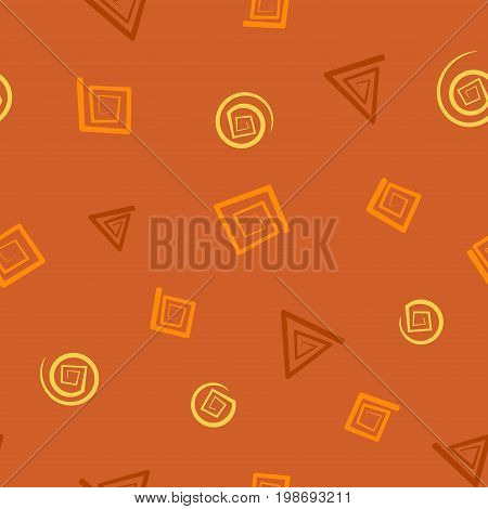 Seamless pattern with square, triangle and round spirals in chocolate hues